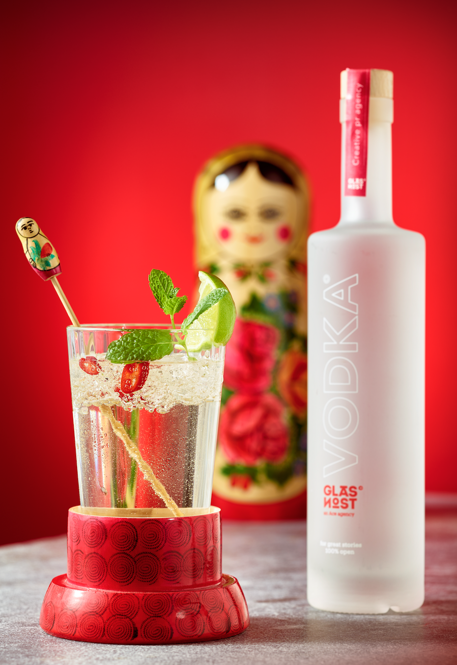 Glasnost liquids and food styling photoshoot by Sander de Ponti and Tobias Reymond Foto/Film